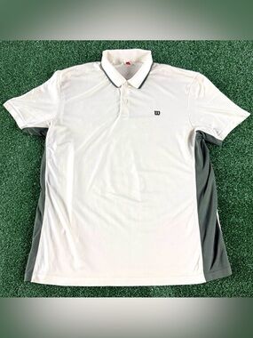 Wilson Men’s White Polo with Green Side Panels - Size L